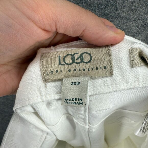 Logo Lori Goldstein Jeans Women 20W Plus White Denim Light Wash High Rise Barrel - Picture 6 of 9